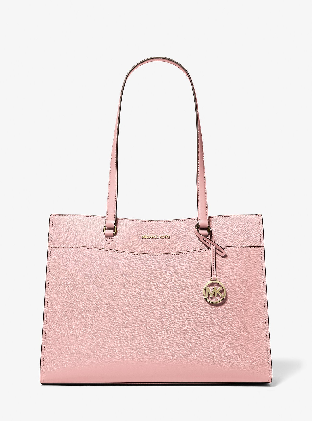 Jet Set Travel Large Saffiano Leather Pocket Tote Bag Powder Blush Powder Blush
