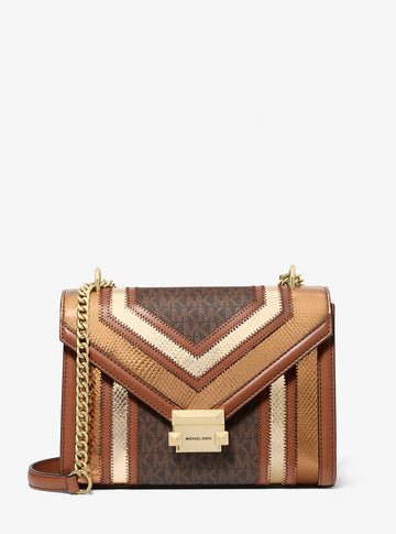 Whitney Medium Signature Logo and Metallic Shoulder Bag Luggage Multi Luggage Multi