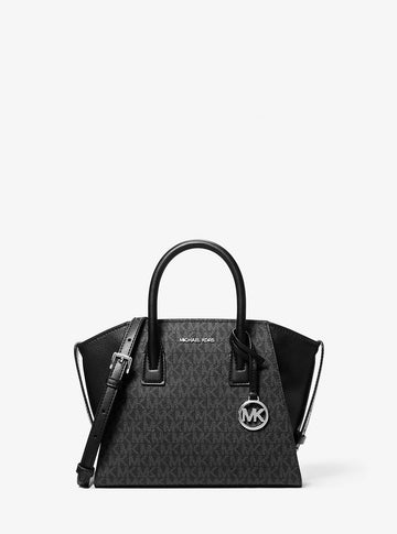 Avril Small Signature Logo Satchel Black Black