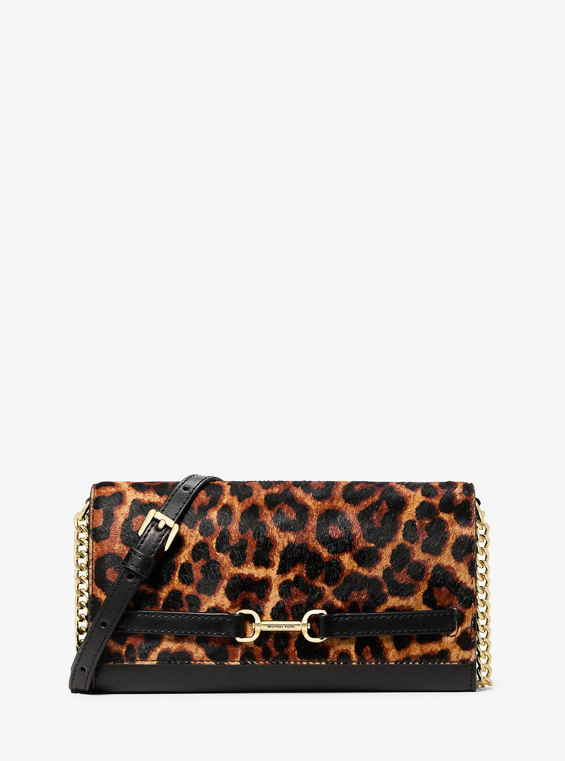 Carson Large Leopard Print Calf Hair Crossbody Bag Butterscotch Butterscotch