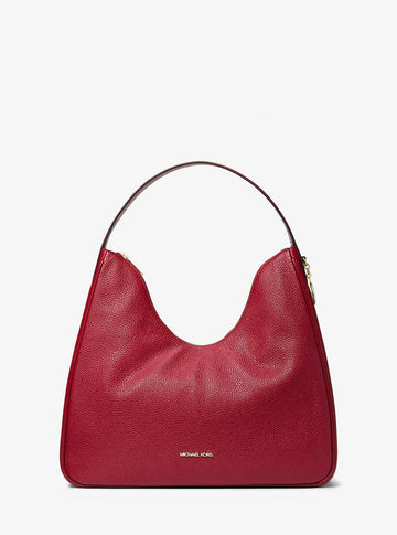 Nayla Medium Pebbled Leather Shoulder Bag Cherry Cherry