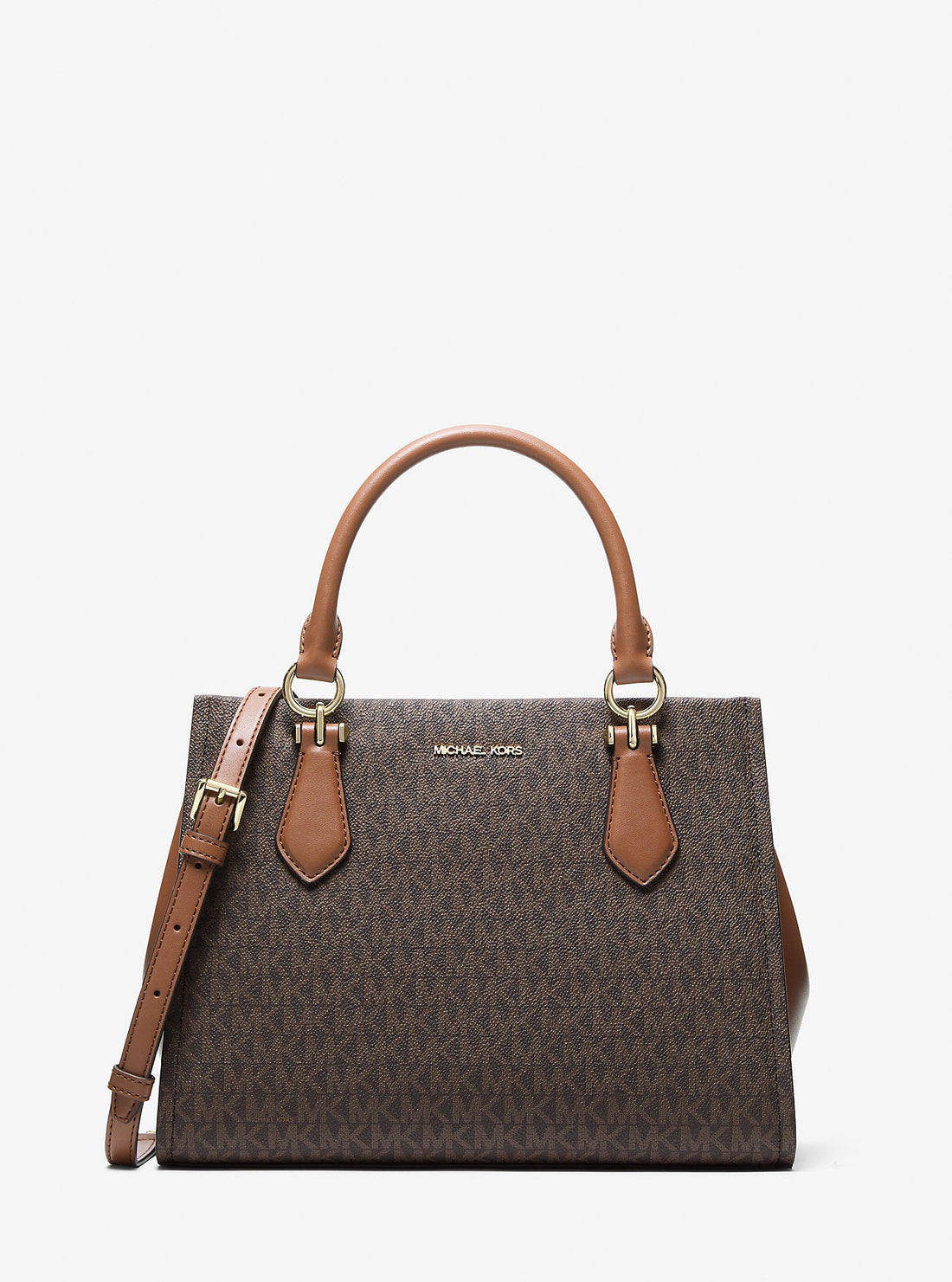 Marilyn Medium Signature Logo Convertible Satchel Brown Brown