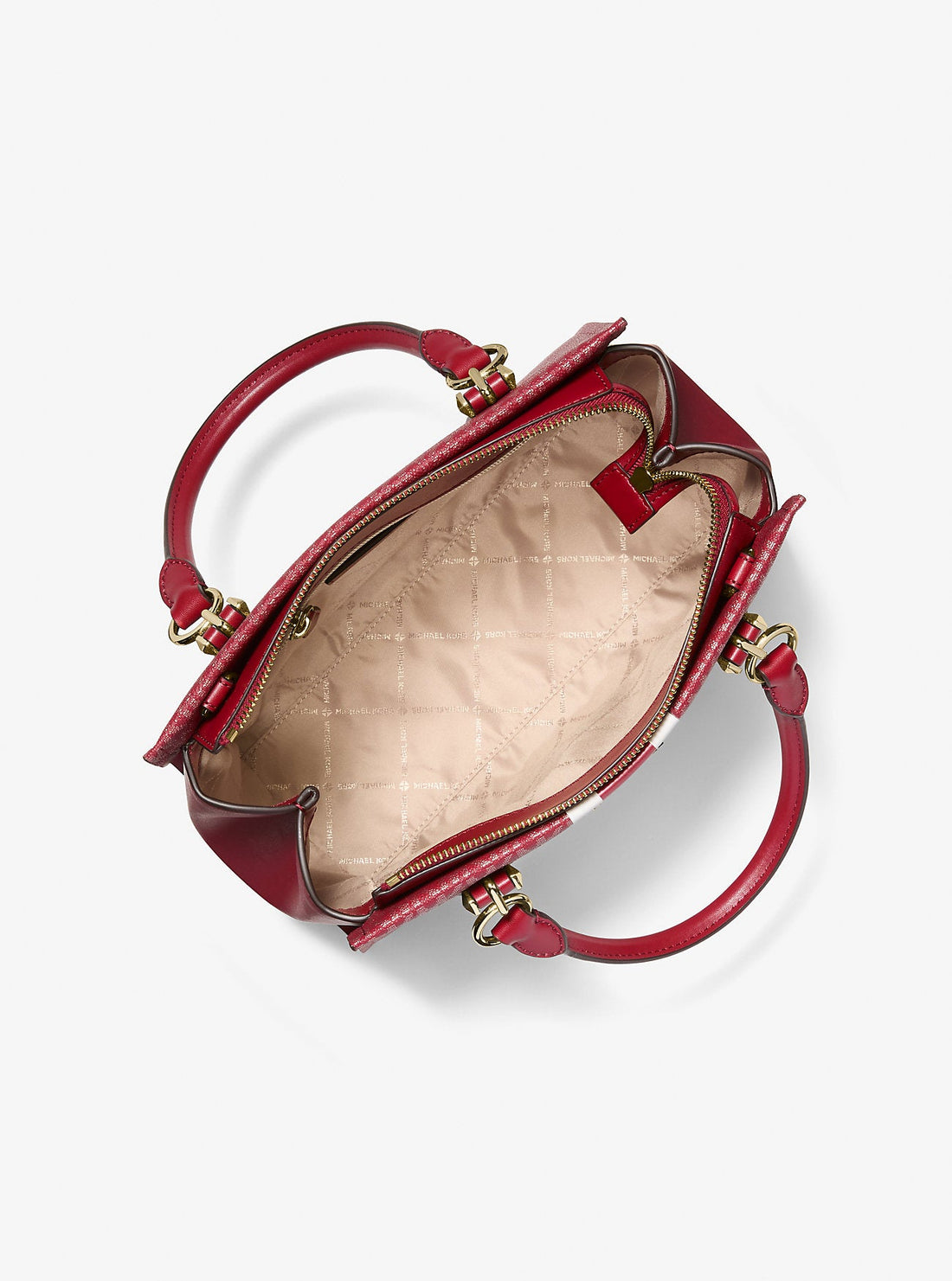 Marilyn Medium Signature Logo Stripe Satchel Cherry Cherry