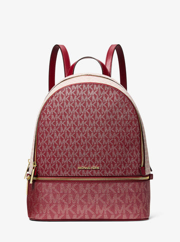 Rhea Medium Metallic Signature Logo Backpack Cherry Cherry