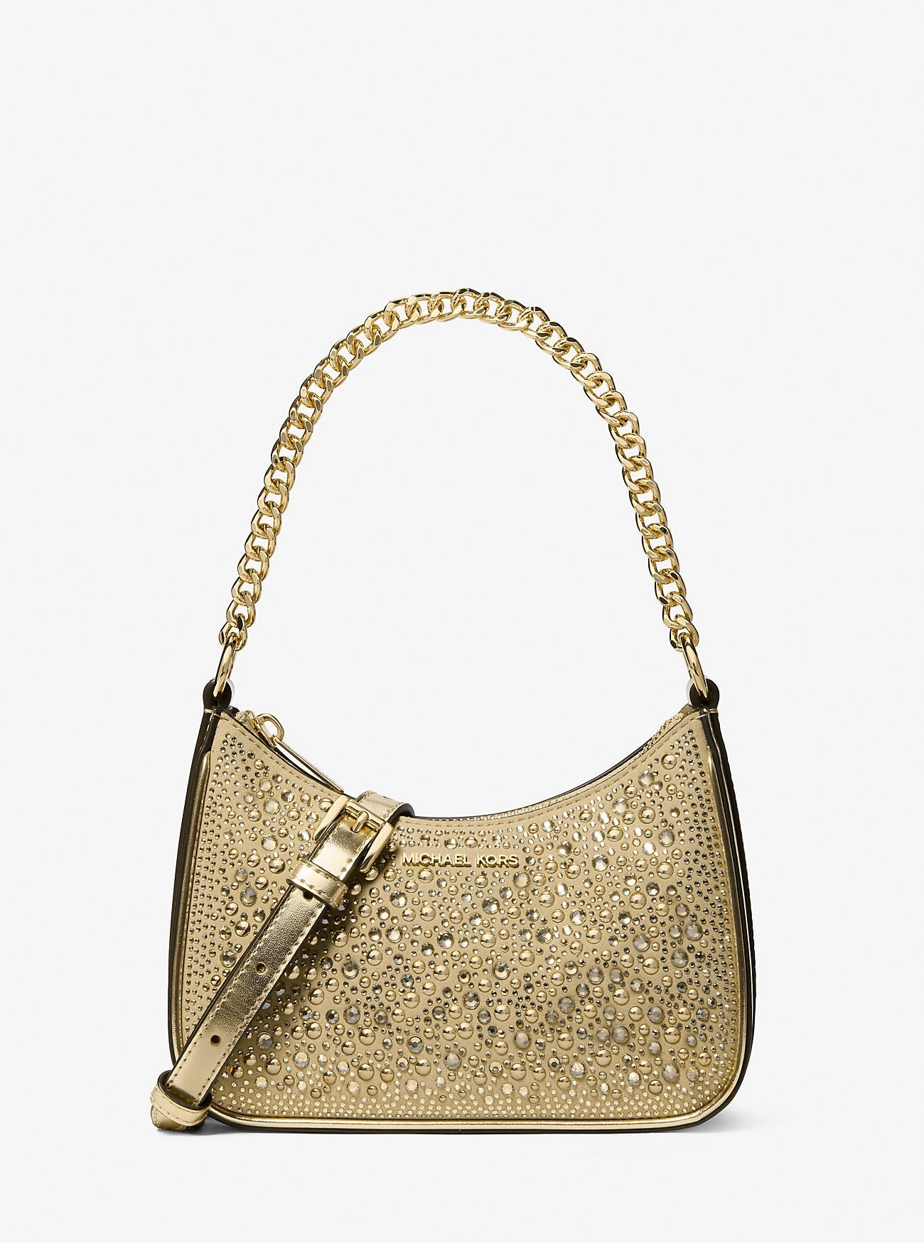Jet Set Small Embellished Convertible Crossbody Bag Pale Gold Pale Gold