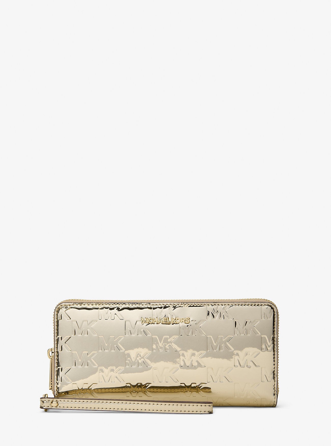 Jet Set Large Metallic Logo Debossed Continental Wallet Pale Gold Pale Gold