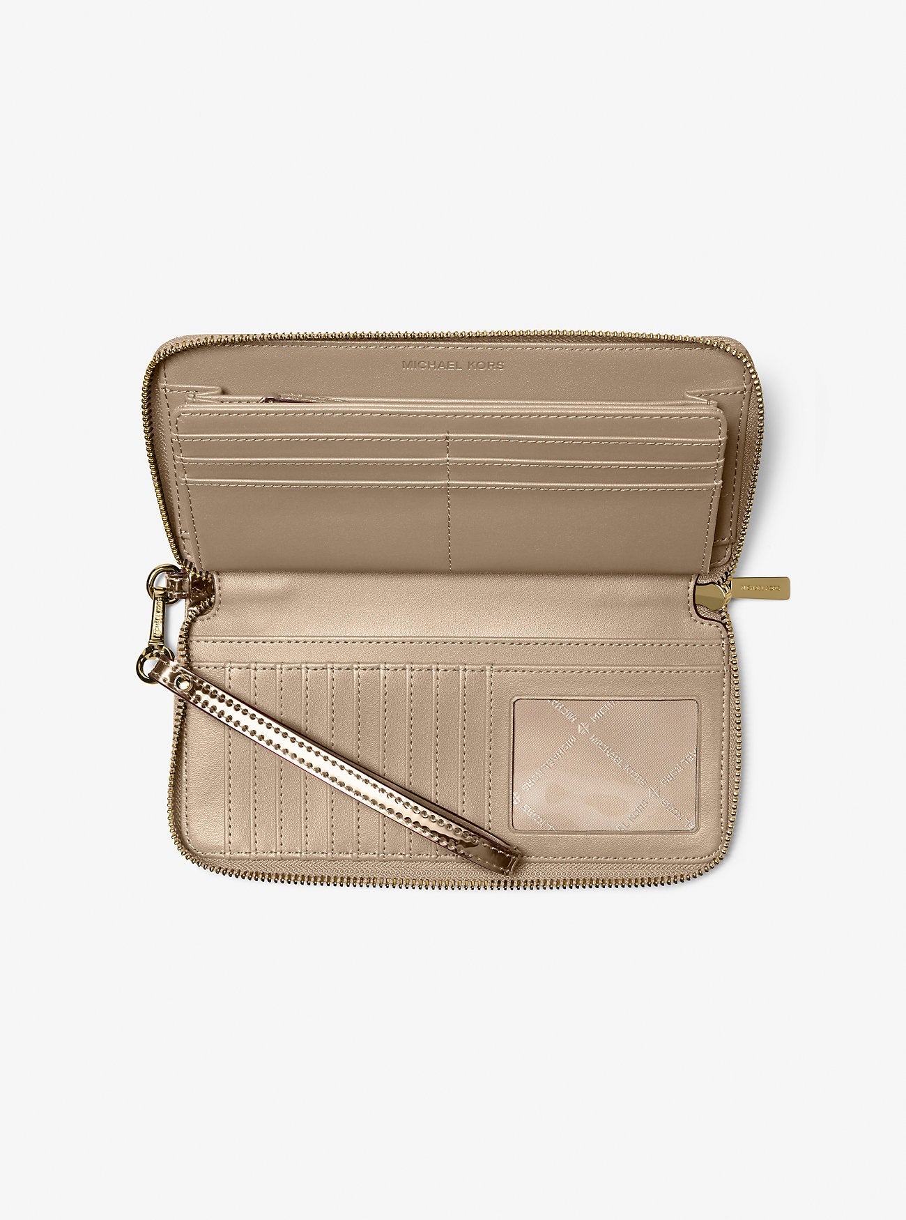 Jet Set Large Metallic Logo Debossed Continental Wallet Pale Gold Pale Gold