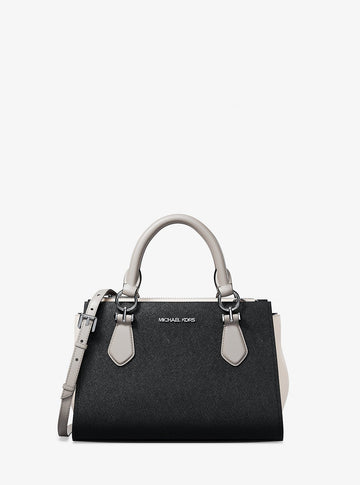 Marilyn Small Color-Block Saffiano Leather Messenger Bag Black Combo Black Combo