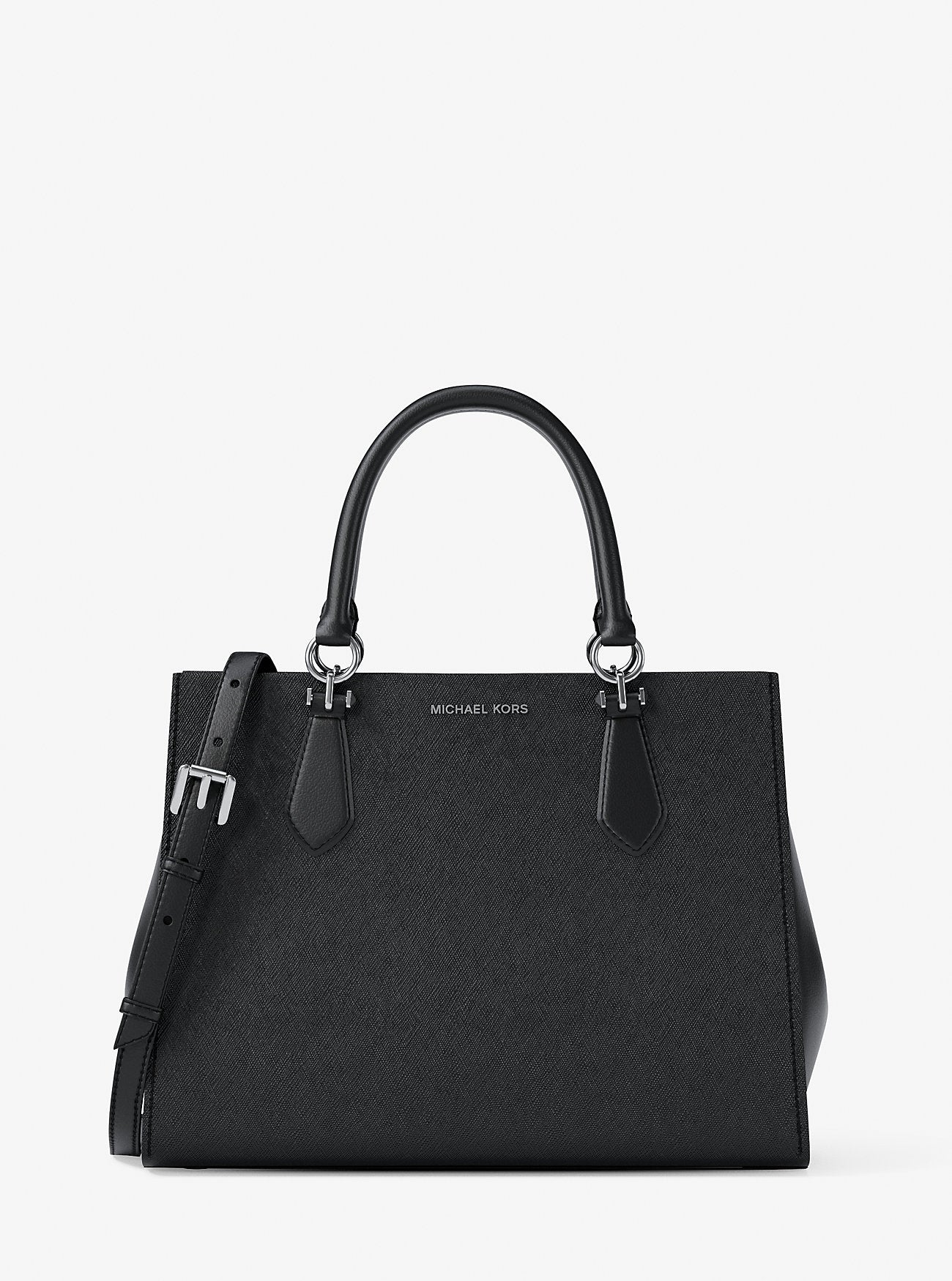 Marilyn Medium Saffiano Leather Satchel Black Black