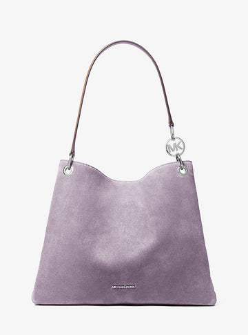 Christina Large Suede Shoulder Bag Lt Quartz Lt Quartz