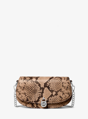 Mila Small Snake Embossed Convertible Crossbody Bag Driftwood Driftwood