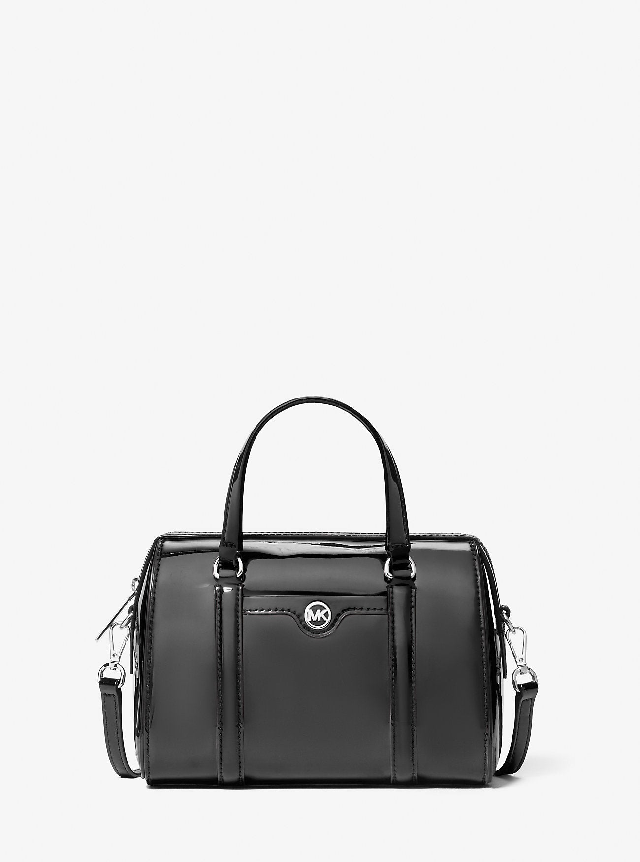 Jet Set Small Patent Duffel Crossbody Bag Black Black