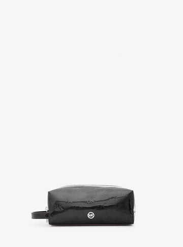 Jet Set Medium Patent Logo Debossed Travel Kit Black Black