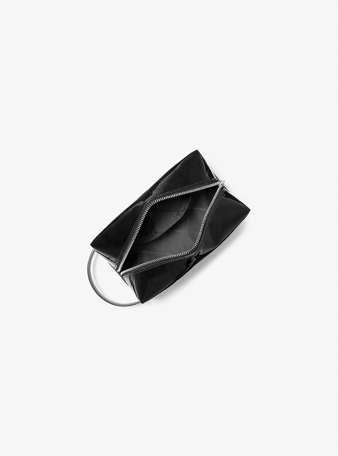 Jet Set Medium Patent Logo Debossed Travel Kit Black Black
