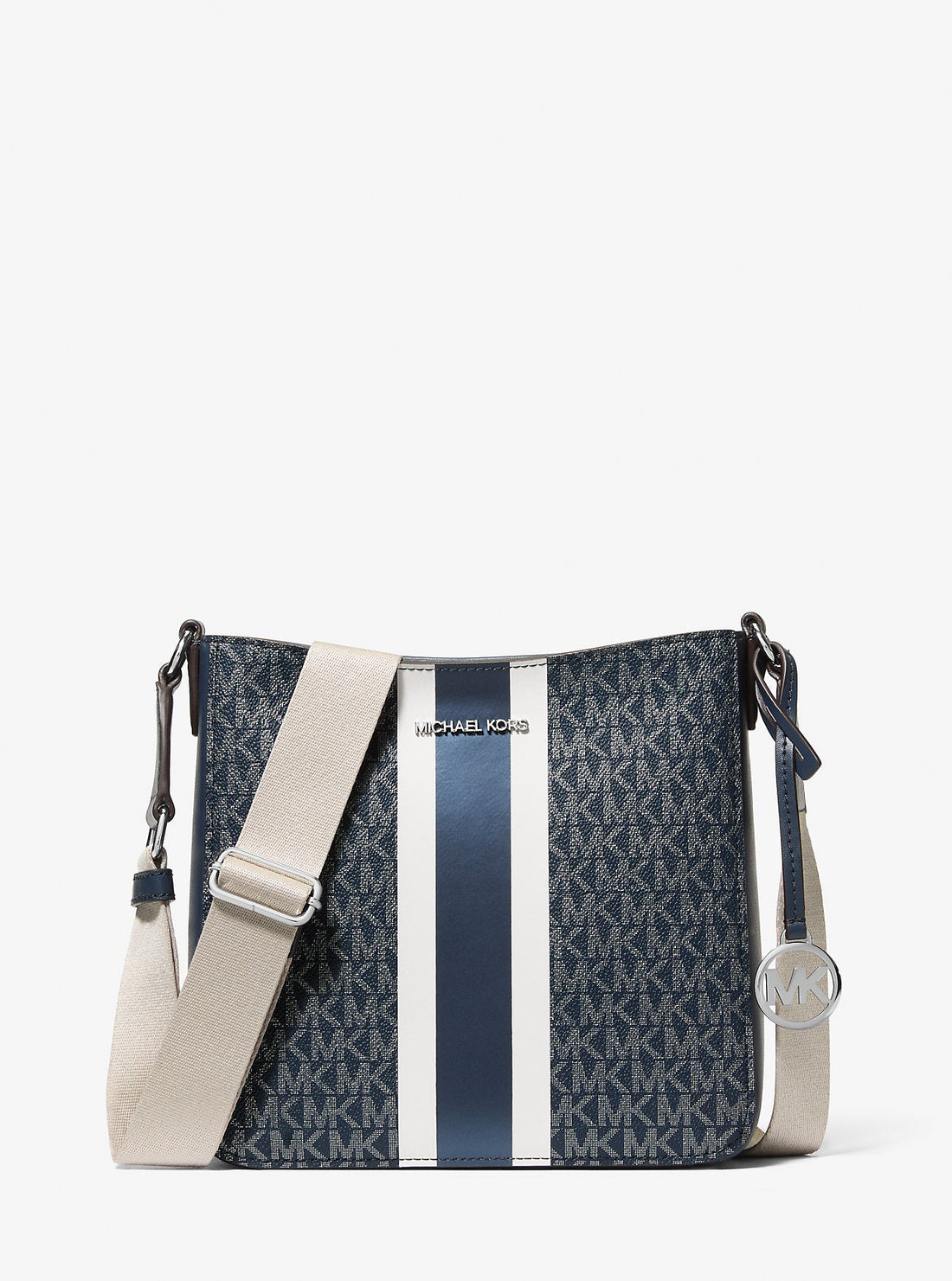 Jet Set Small Signature Logo Stripe Crossbody Bag Navy Navy