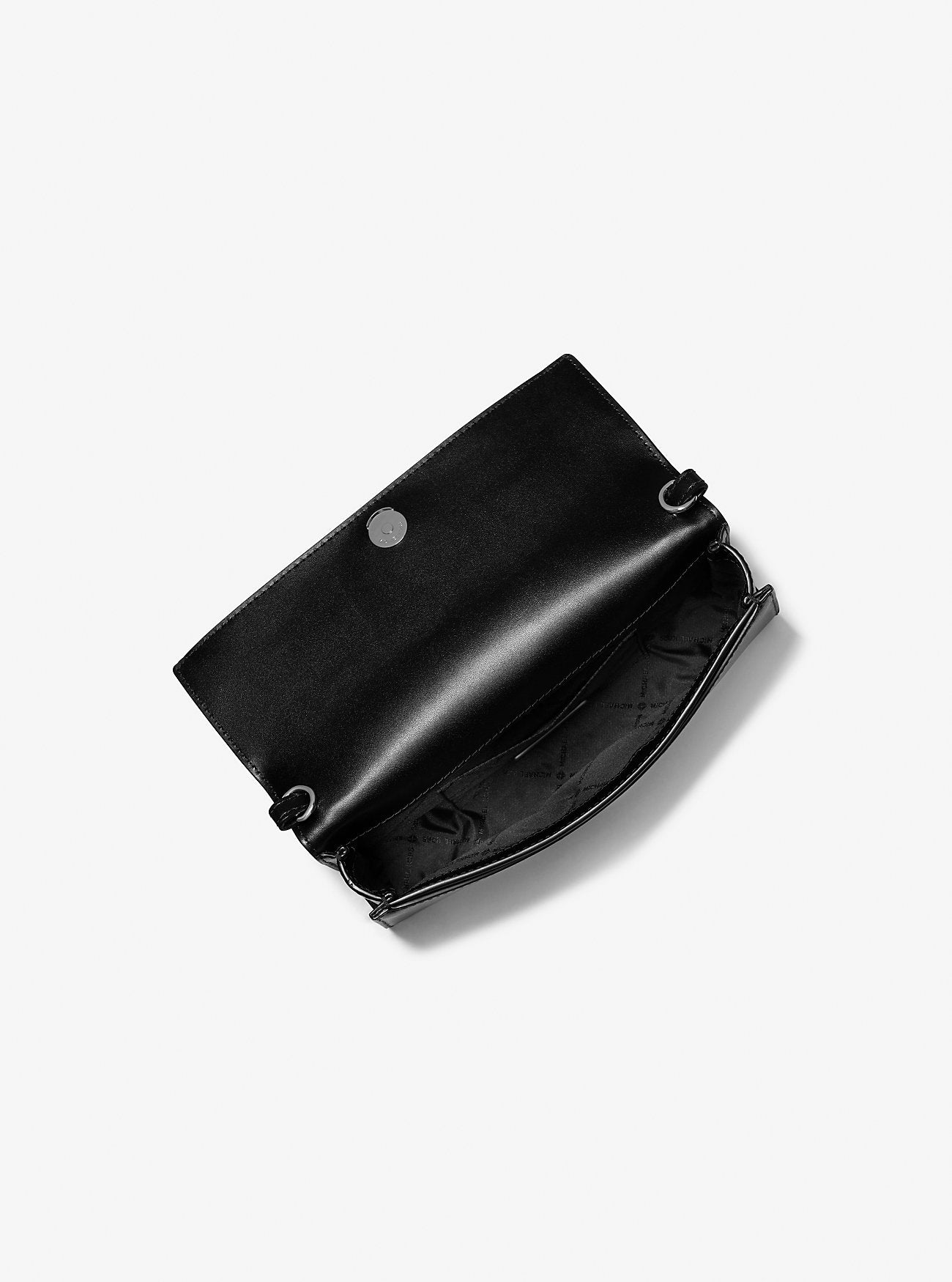 Jet Set Medium Embellished Metallic Leather Clutch Black Black