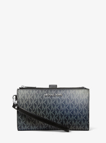 Jet Set Large Ombre Signature Logo Wristlet Black Combo Black Combo