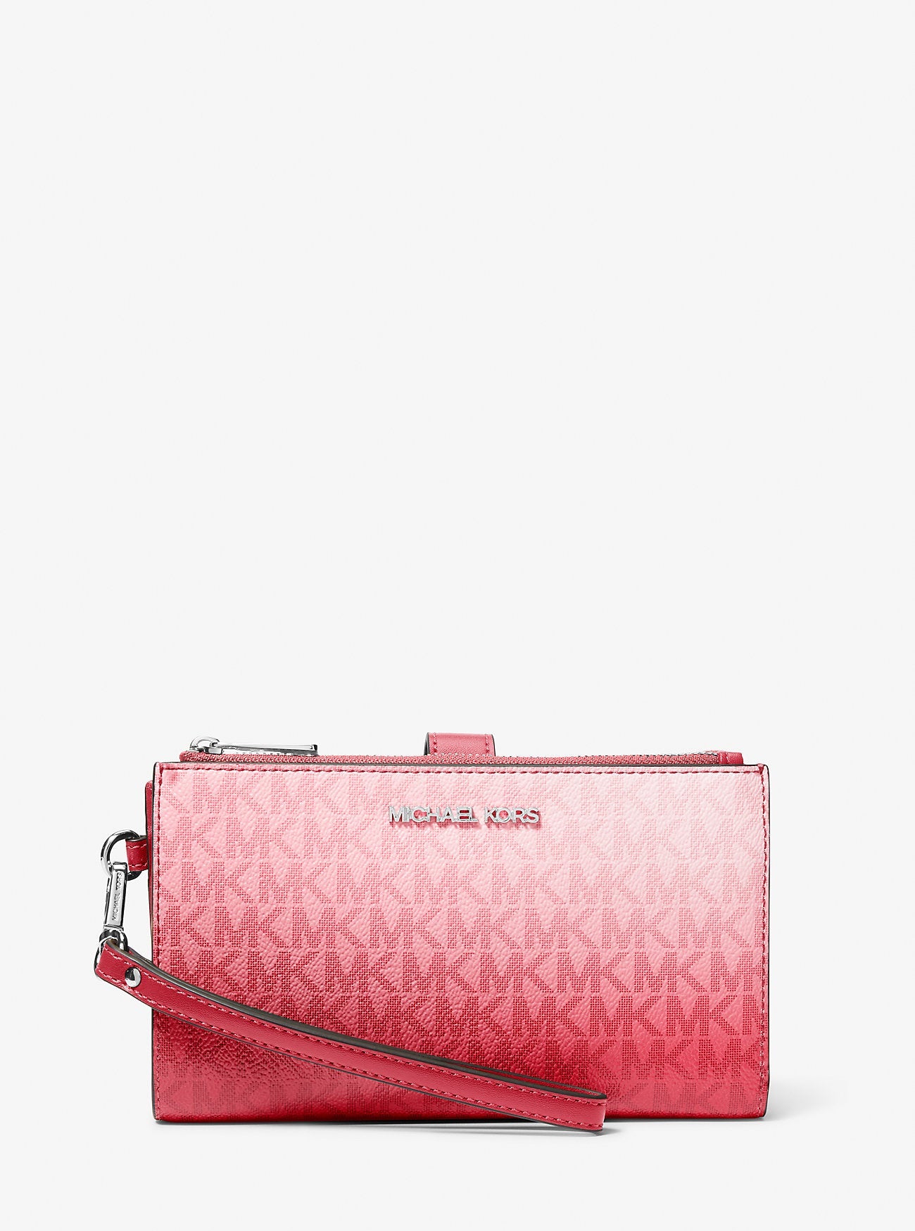 Jet Set Large Ombre Signature Logo Wristlet Hibiscus Multi Hibiscus Multi