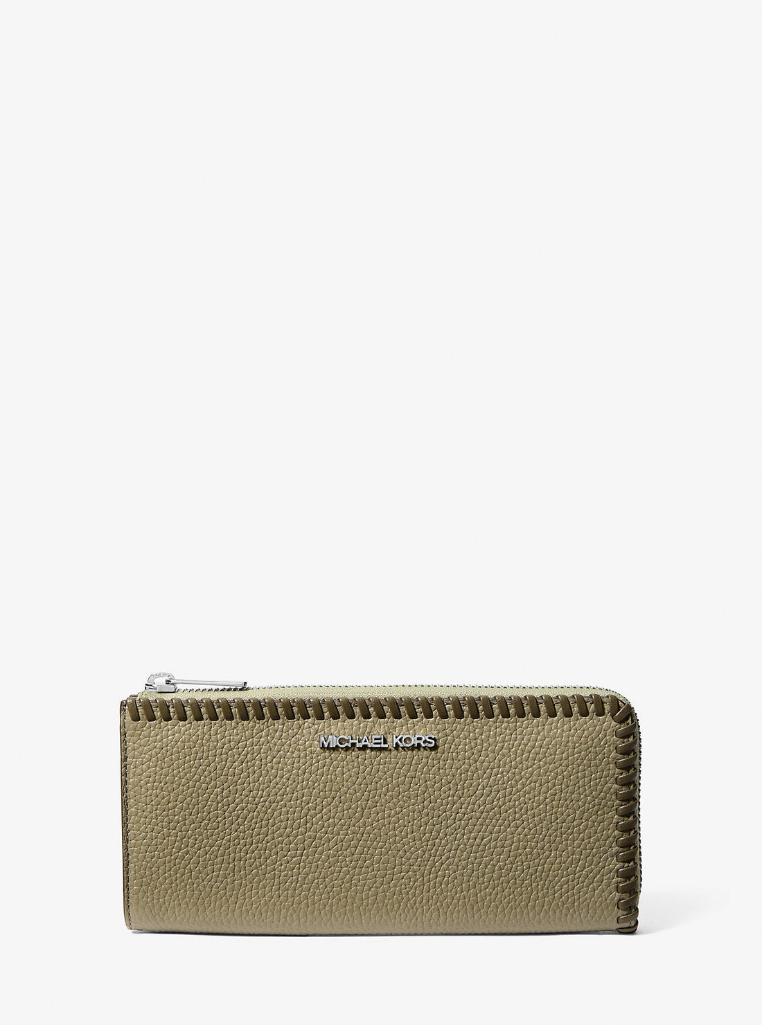 Jet Set Large Pebbled Leather Quarter-Zip Wallet Thyme Multi Thyme Multi