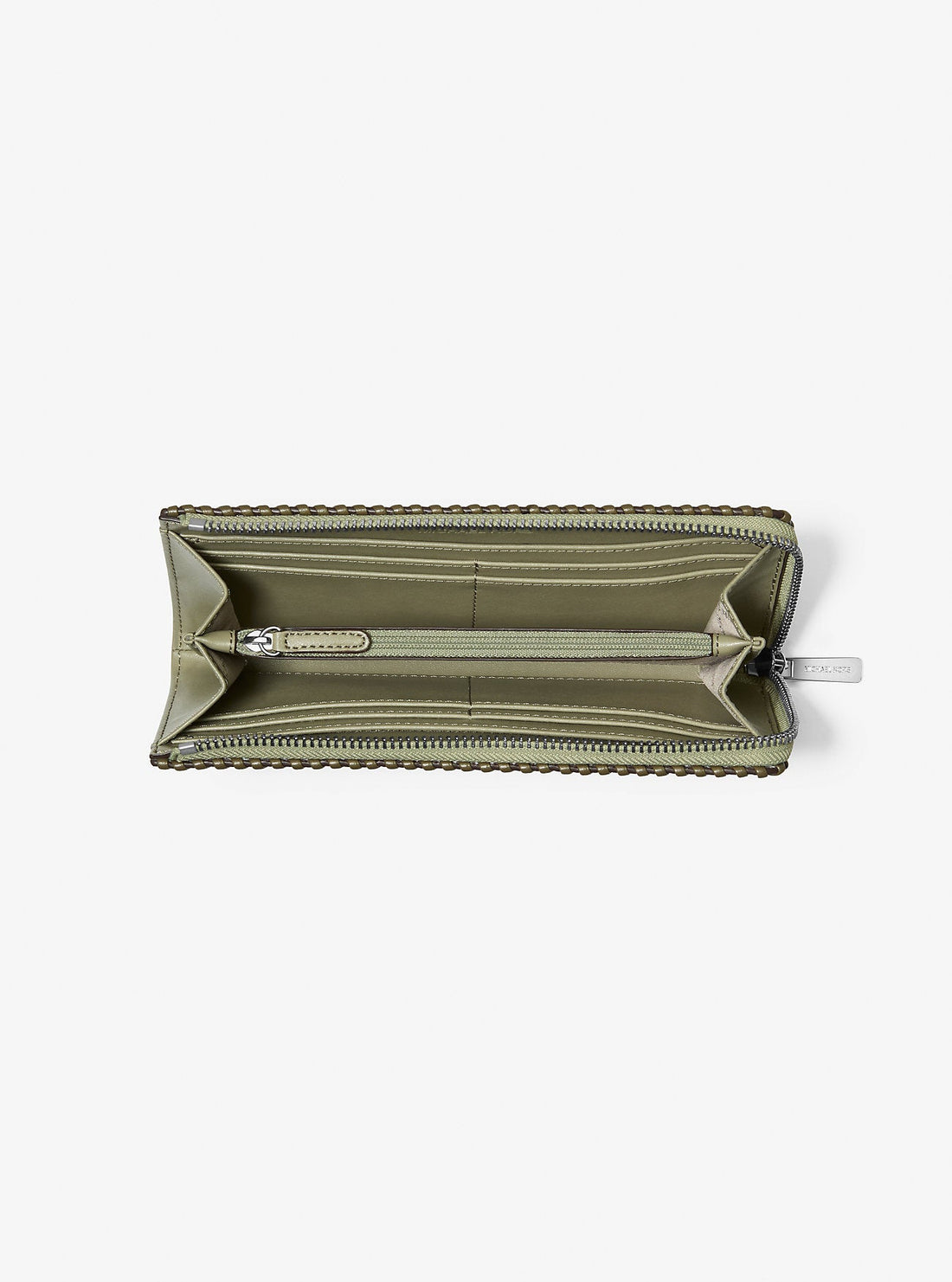 Jet Set Large Pebbled Leather Quarter-Zip Wallet Thyme Multi Thyme Multi