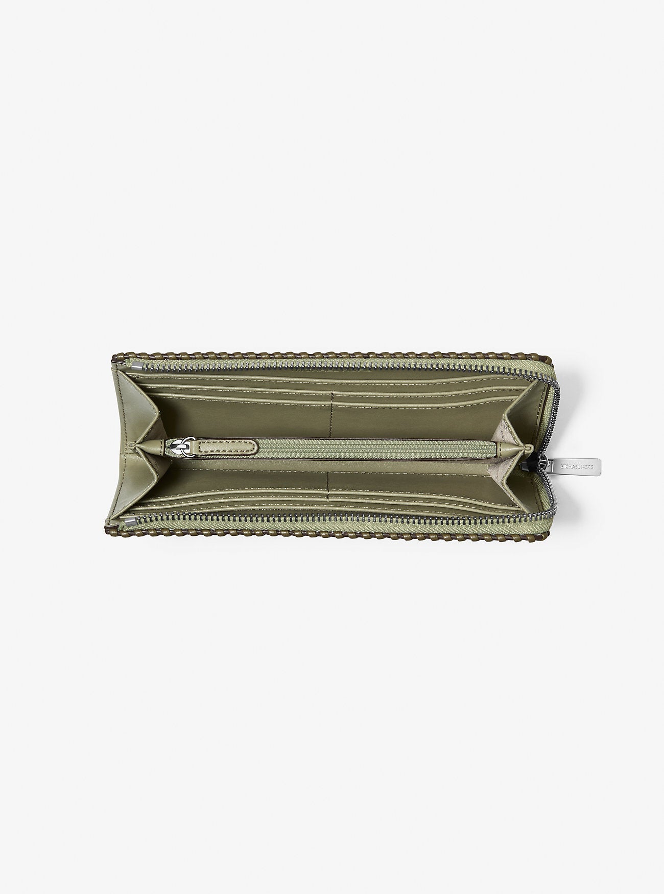 Jet Set Large Pebbled Leather Quarter-Zip Wallet Thyme Multi Thyme Multi
