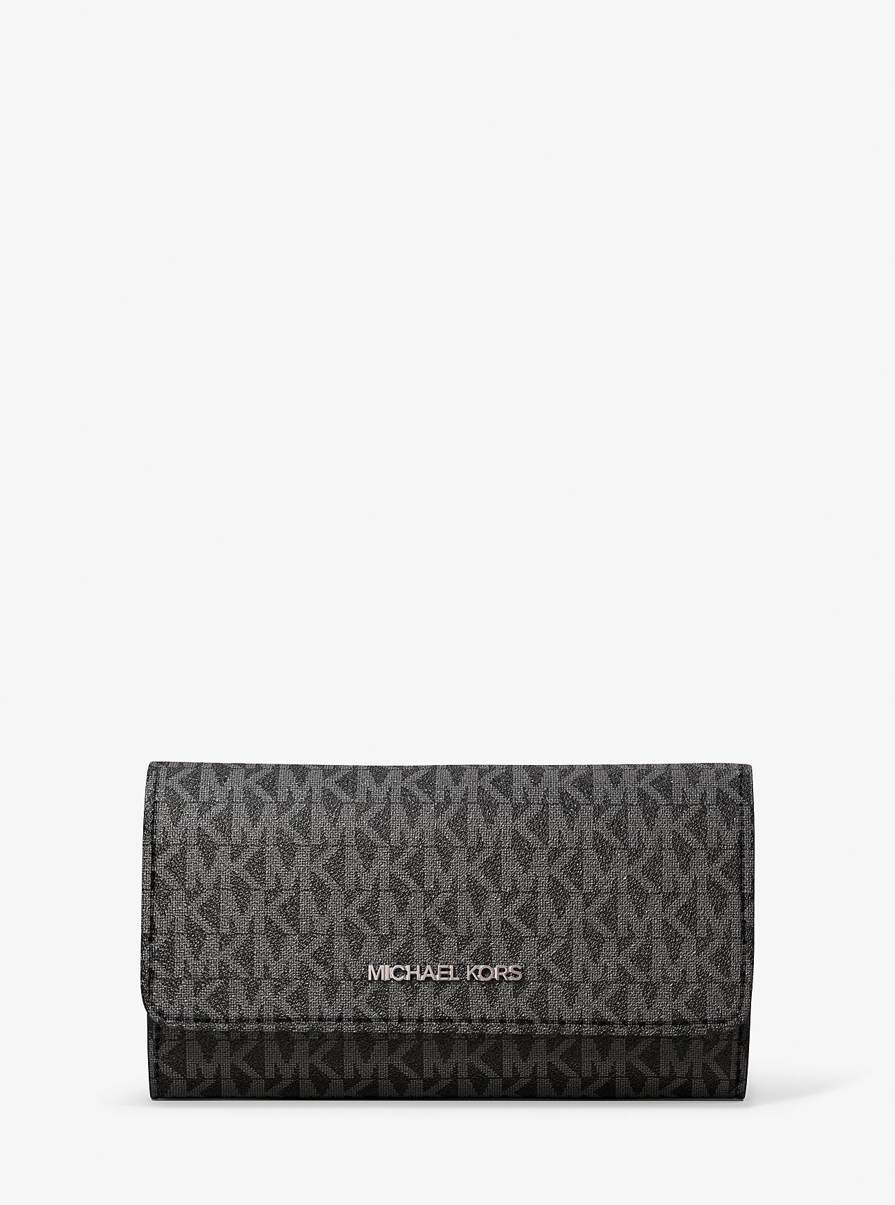 Jet Set Large Signature Logo Tri-Fold Wallet Black Black