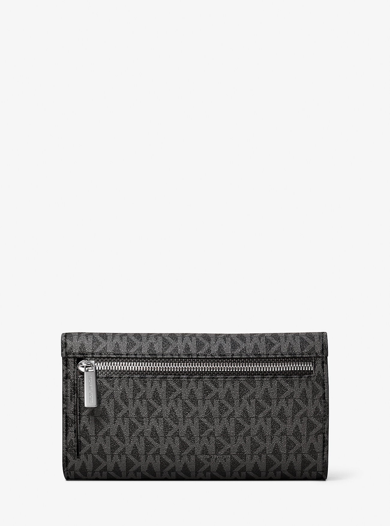 Jet Set Large Signature Logo Tri-Fold Wallet Black Black