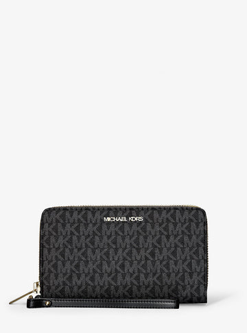 Jet Set Large Signature Logo Smartphone Wallet Black Black