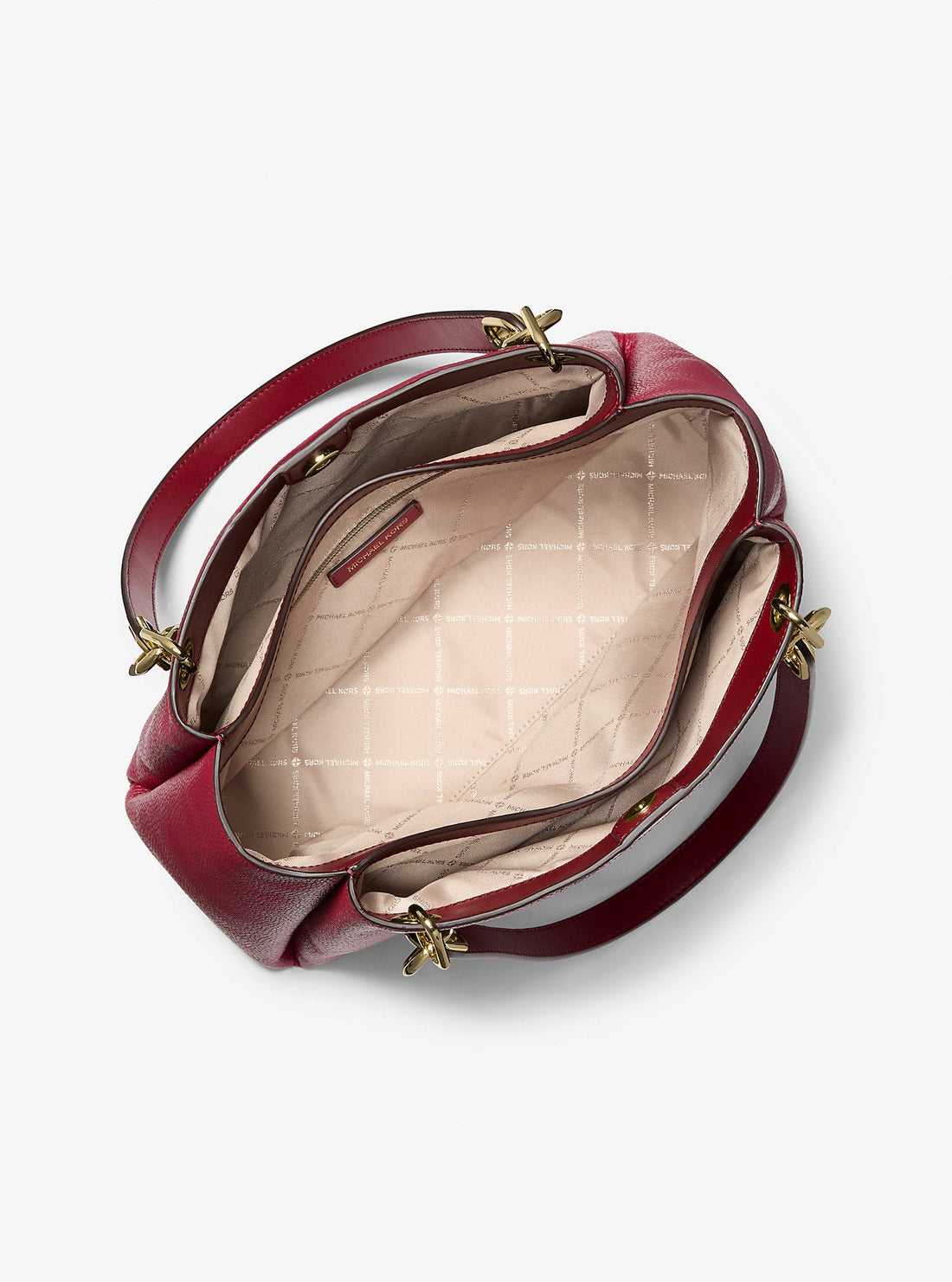 Trisha Large Pebbled Leather Shoulder Bag Cherry Cherry