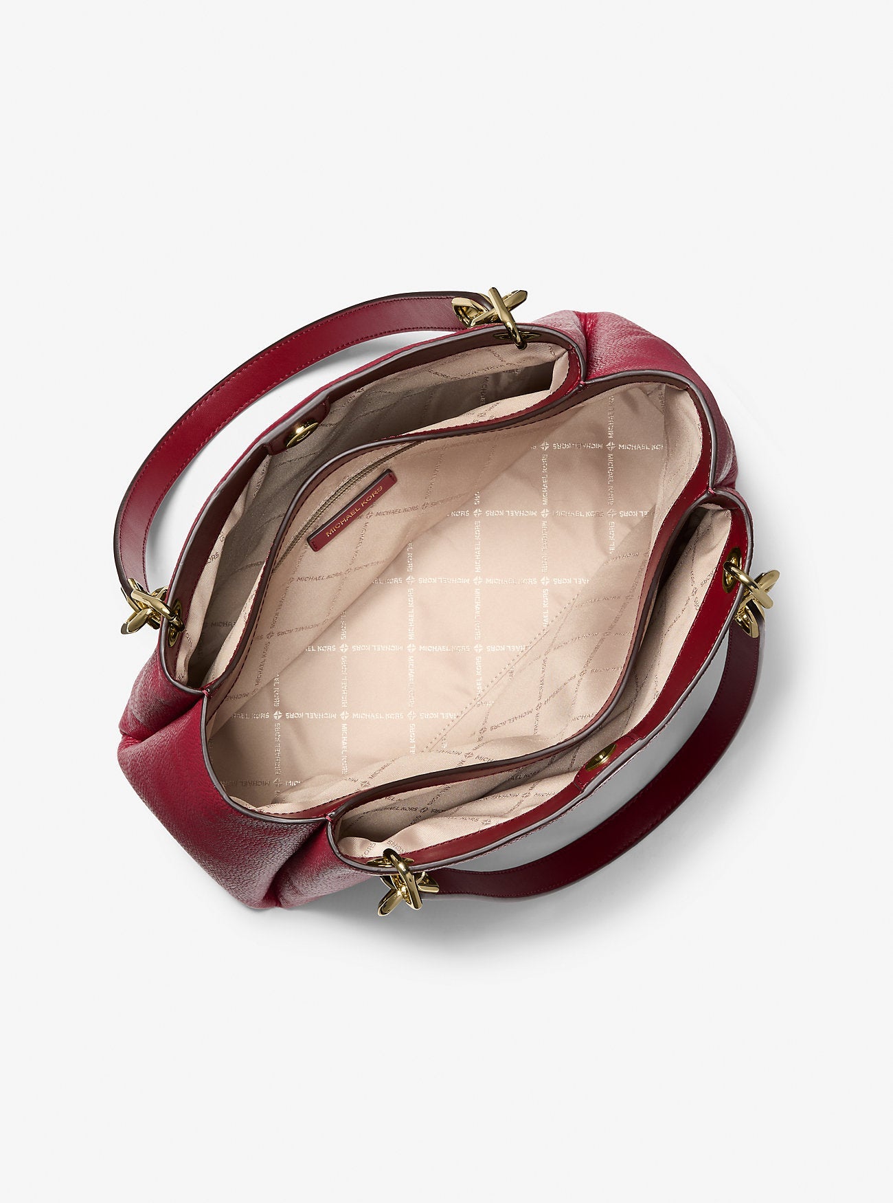 Trisha Large Pebbled Leather Shoulder Bag Cherry Cherry