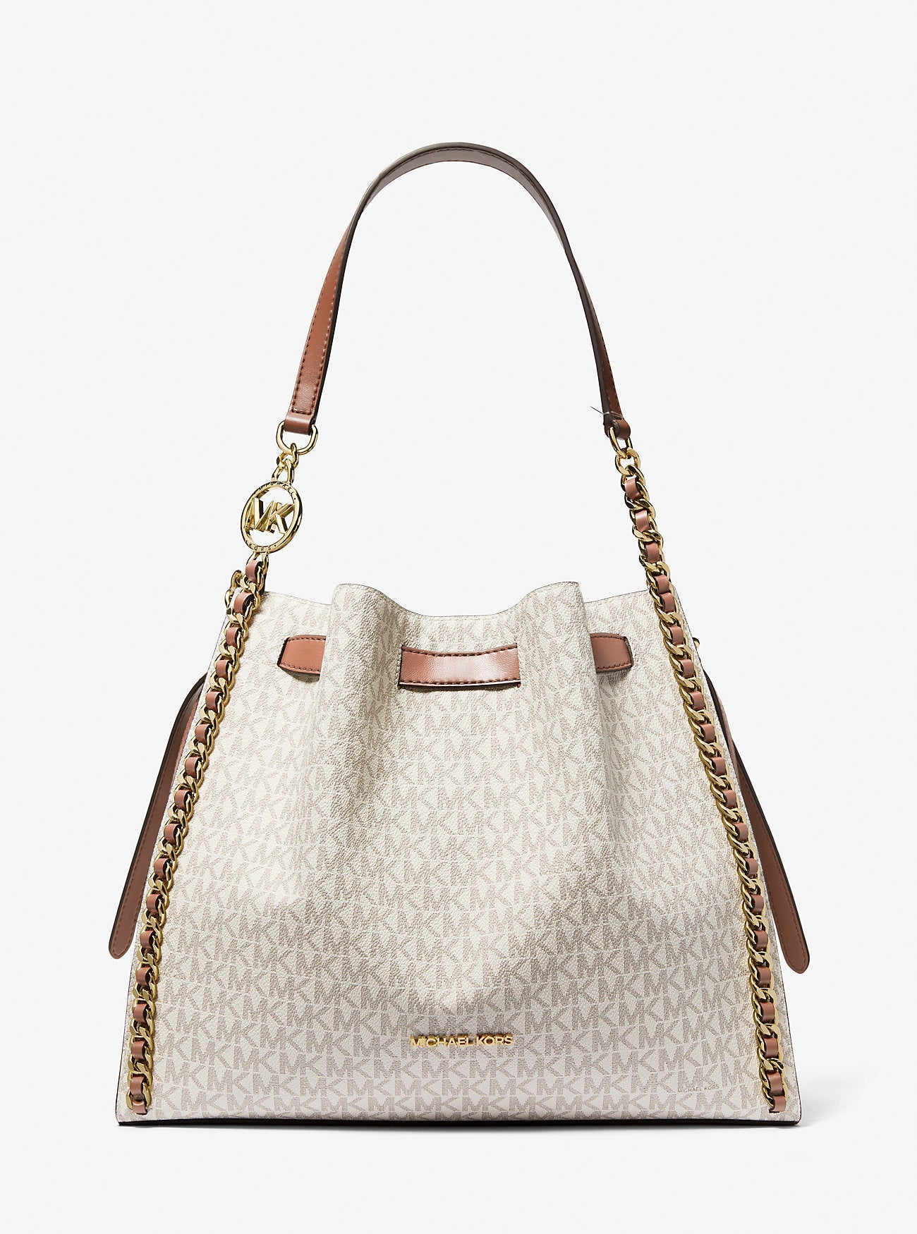 Mina Large Signature Logo Chain Shoulder Bag Vanilla Vanilla