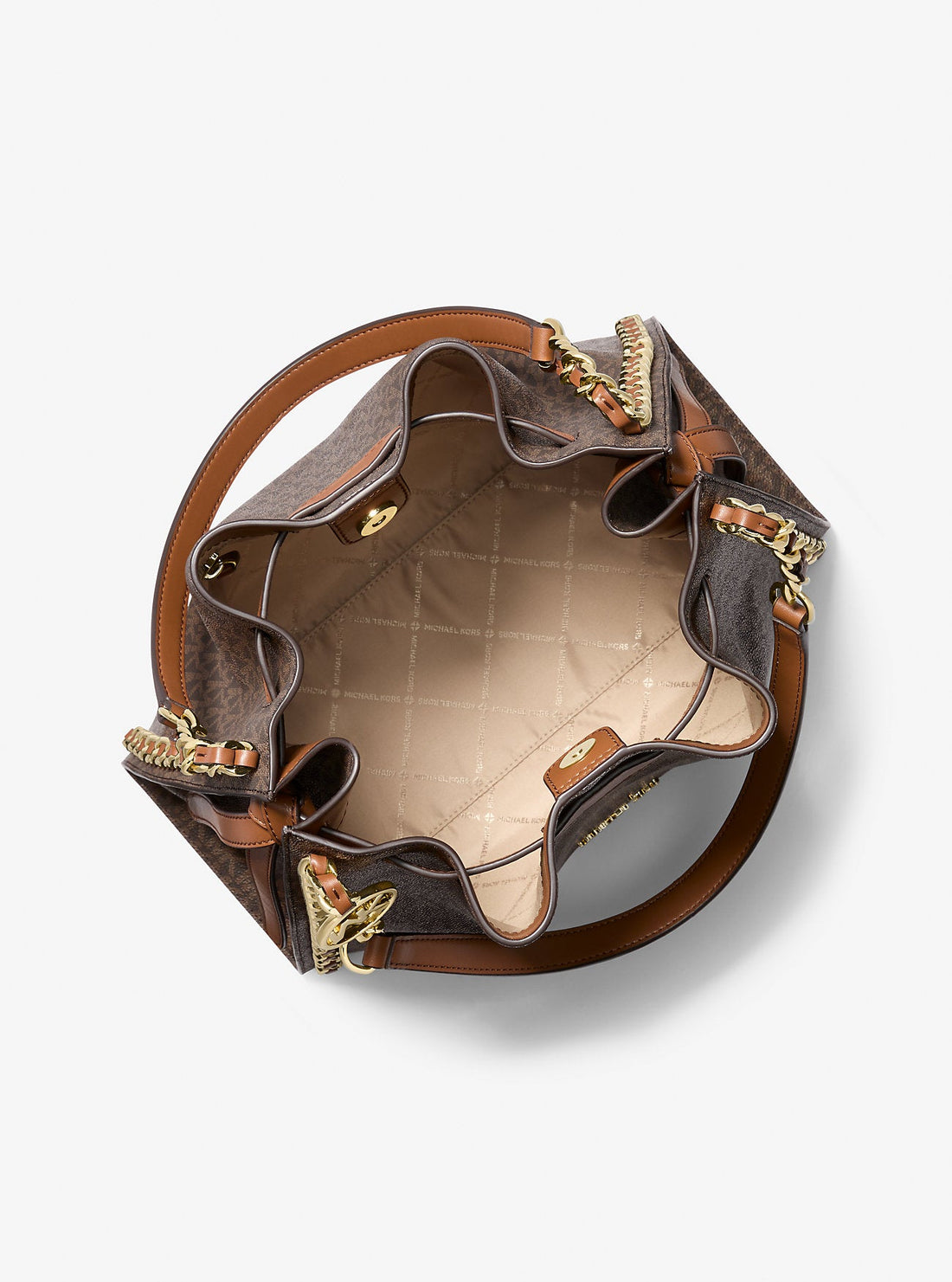 Mina Large Signature Logo Chain Shoulder Bag Brown Brown