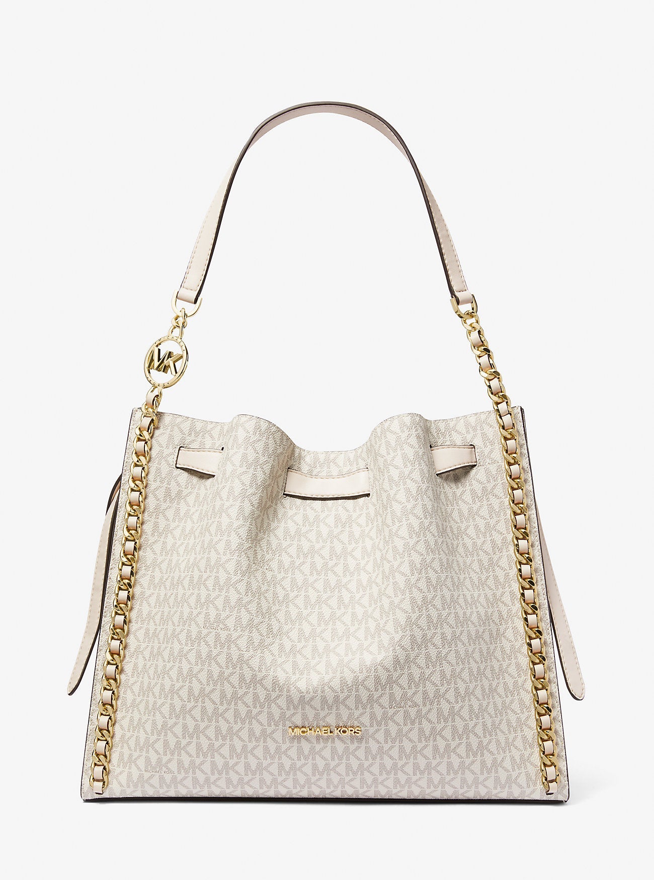 Mina Large Signature Logo Chain Shoulder Bag Lt Crm Multi Lt Crm Multi