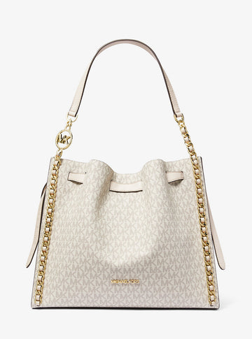 Mina Large Signature Logo Chain Shoulder Bag Lt Crm Multi Lt Crm Multi