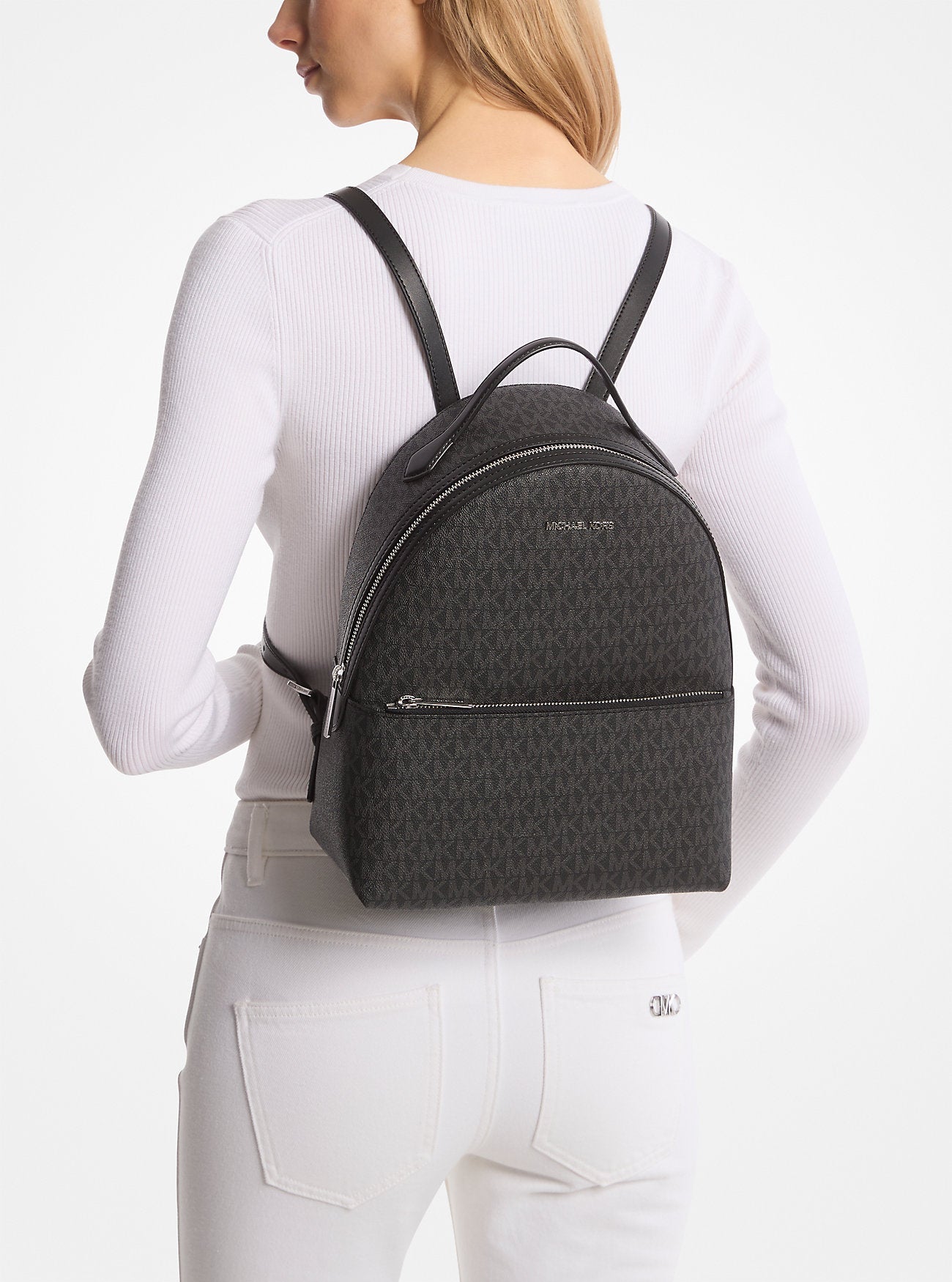 Sheila Medium Signature Logo Backpack Black Black