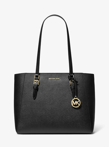 Charlotte Large Saffiano Leather 3-in-1 Tote Bag Black Black