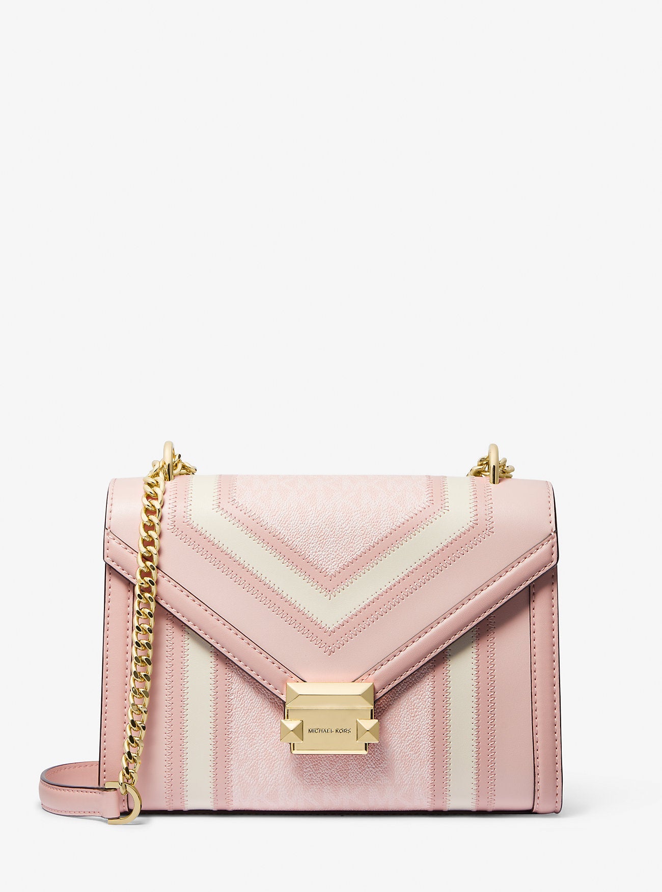 Whitney Medium Color-Block and Signature Logo Shoulder Bag Pwd Blsh Mlt Pwd Blsh Mlt