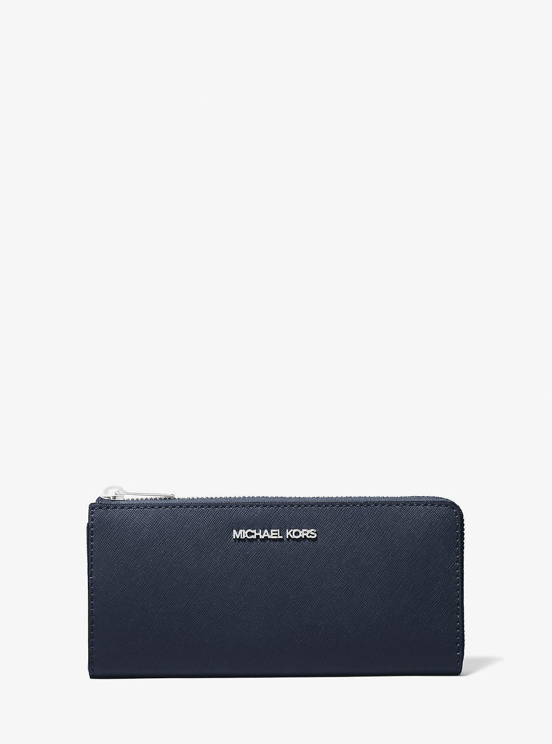 Jet Set Travel Large Saffiano Leather Quarter-Zip Wallet Navy Navy