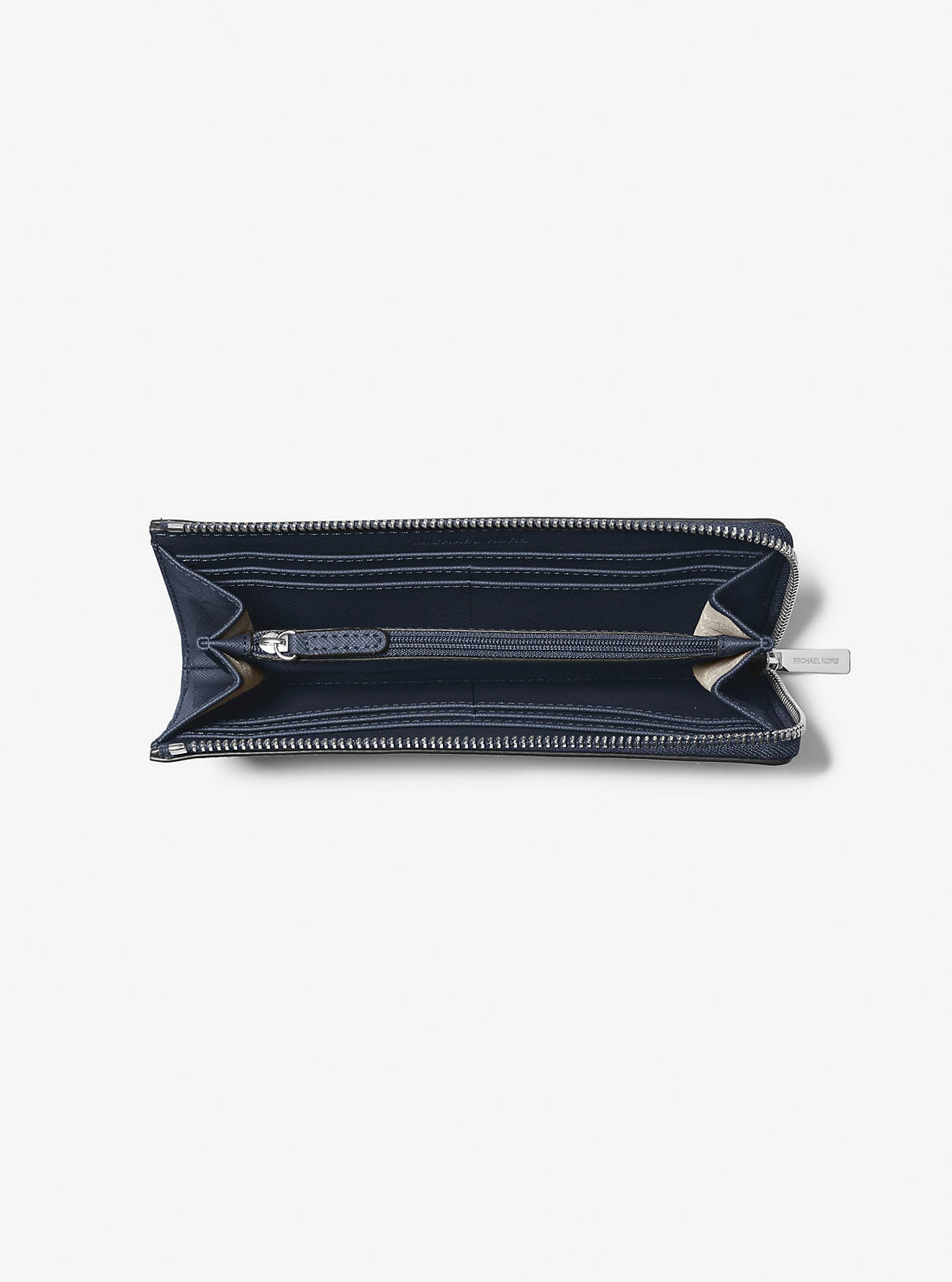 Jet Set Travel Large Saffiano Leather Quarter-Zip Wallet Navy Navy