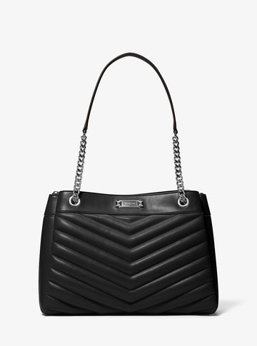 Whitney Medium Quilted Tote Bag Black Black