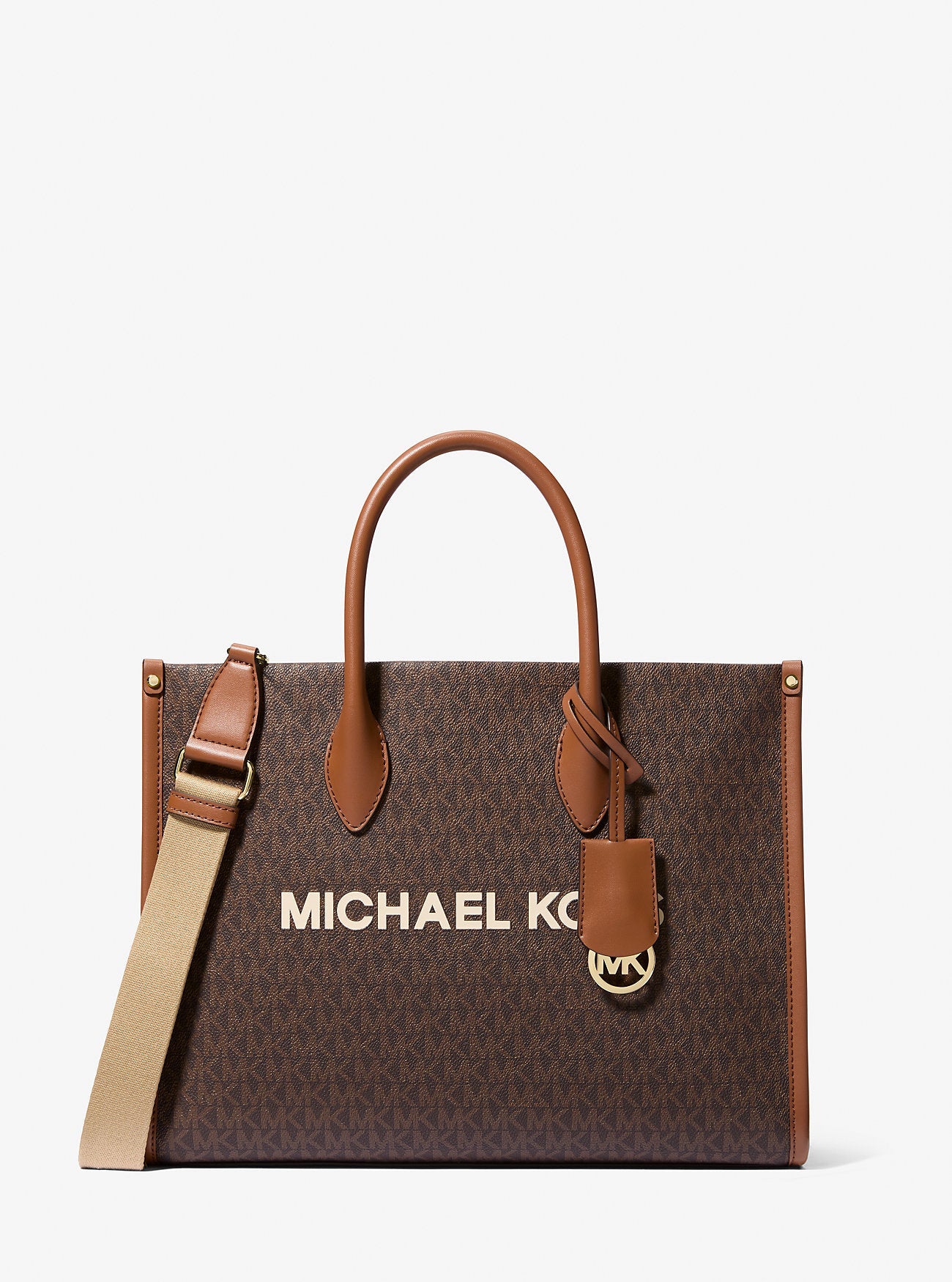 Mirella Medium Signature Logo Tote Bag Brown Brown