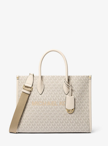 Mirella Medium Signature Logo Tote Bag Lt Crm Multi Lt Crm Multi