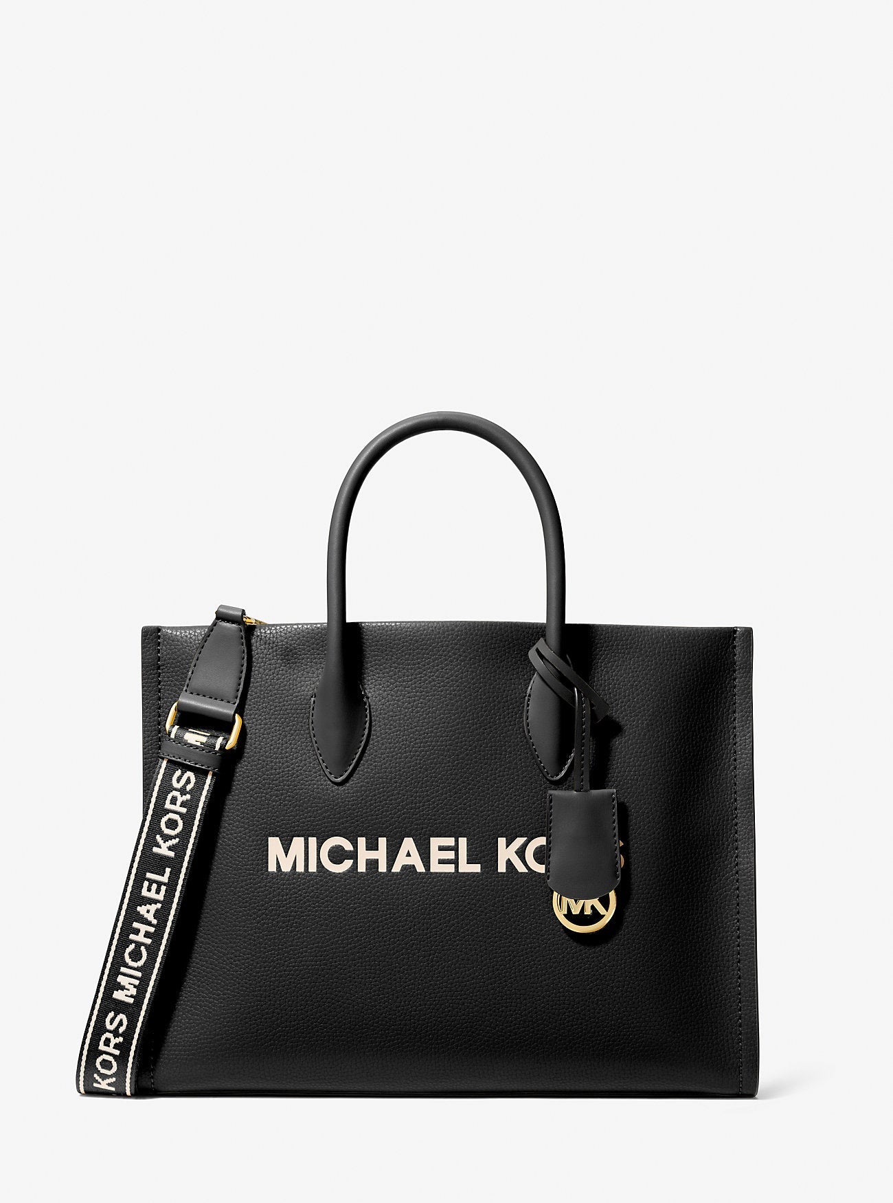 Mirella Medium Pebbled Leather Tote Bag Black Black