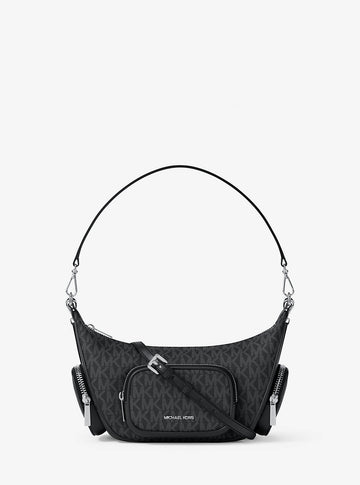Merritt Small Signature Logo Convertible Shoulder Bag Black Black
