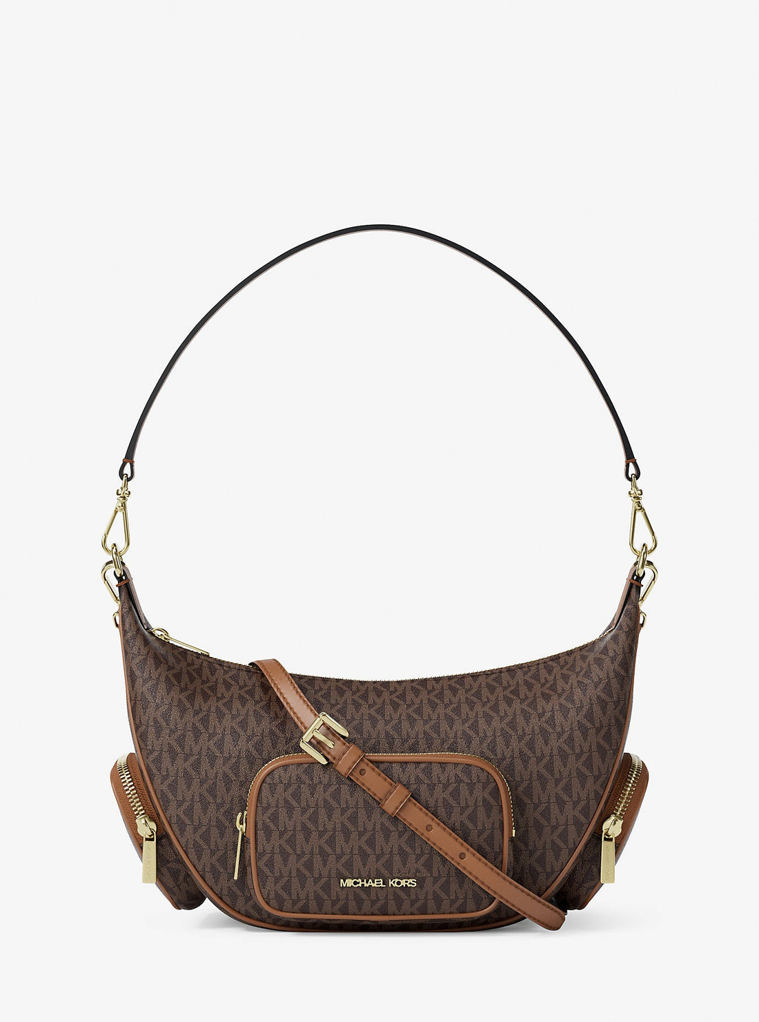 Merritt Medium Signature Logo Convertible Shoulder Bag Brown Brown