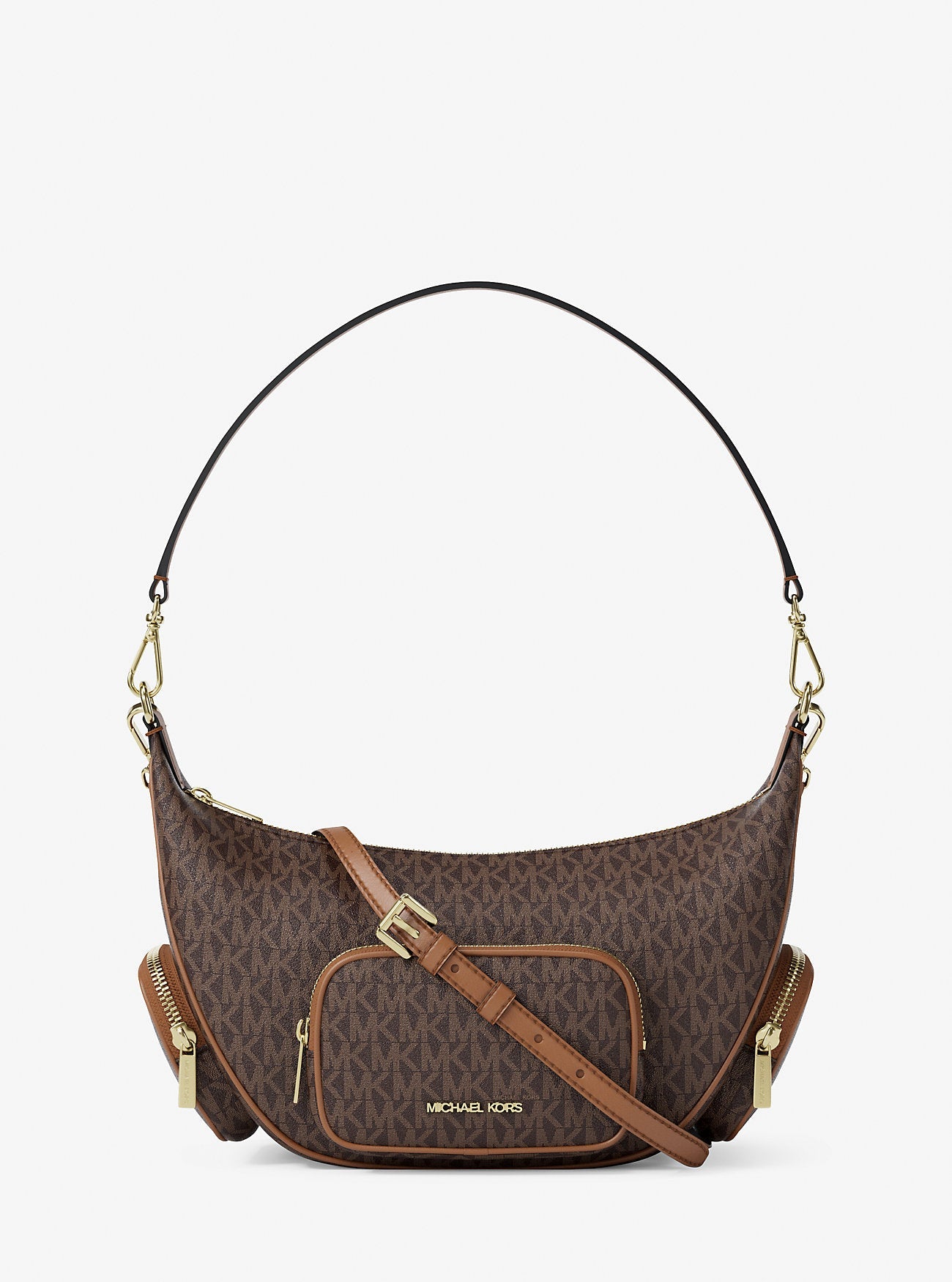 Merritt Medium Signature Logo Convertible Shoulder Bag Brown Brown