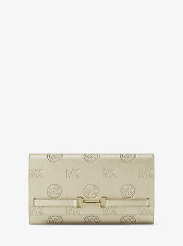 Carson Large Metallic Logo Debossed Wallet Pale Gold Pale Gold