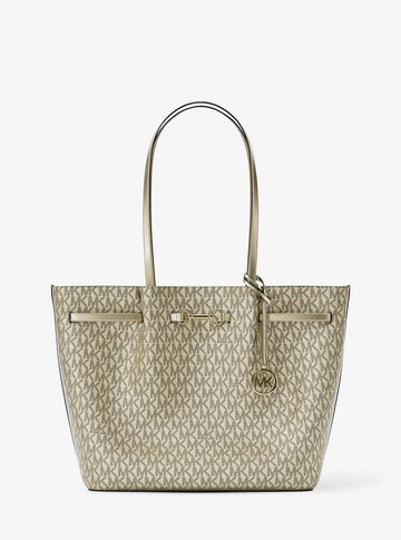 Carson Large Metallic Signature Logo Tote Bag Pale Gold Pale Gold
