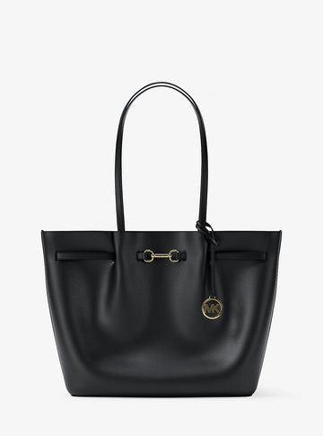 Carson Large Pebbled Leather Tote Bag Black Black