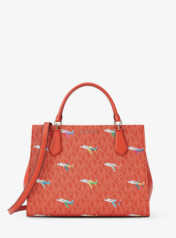 Marilyn Medium Printed Signature Logo Satchel Dk Sangria Dk Sangria
